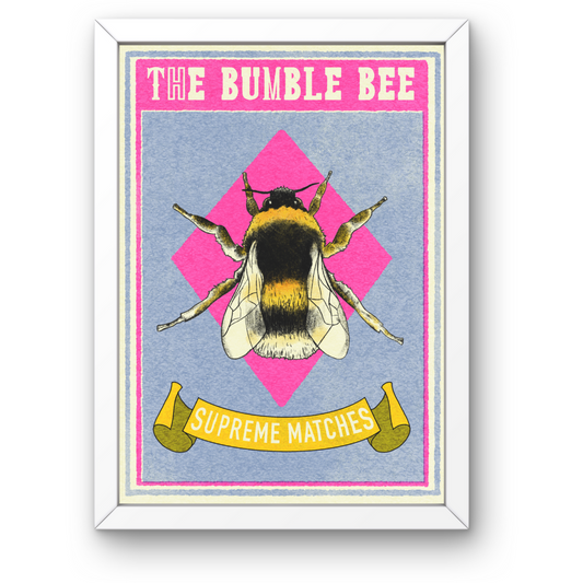 bumble bee matchbox art print by Fawn & Thistle | retro art, vintage art print