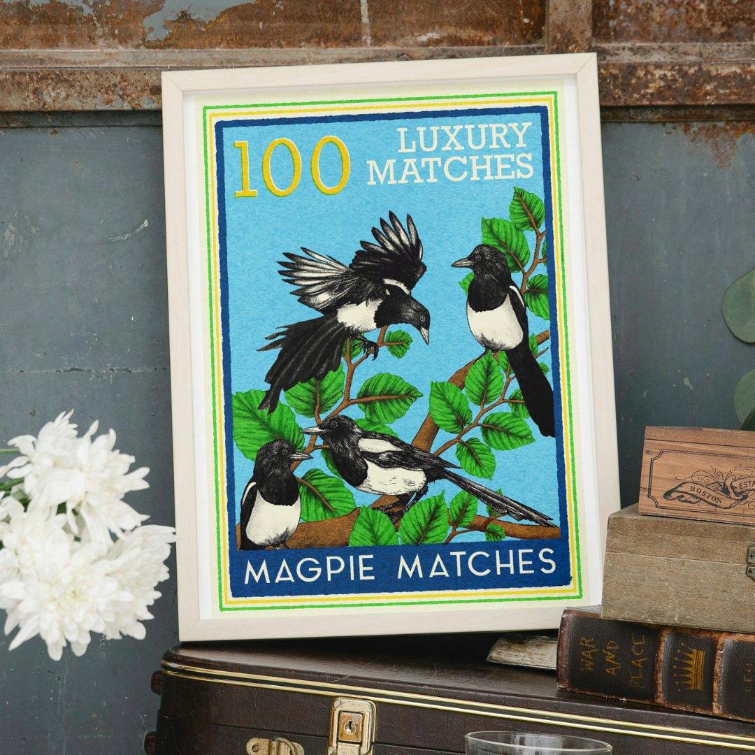 A Murder of Magpies Matchbox Art Print - Fawn and Thistle - 