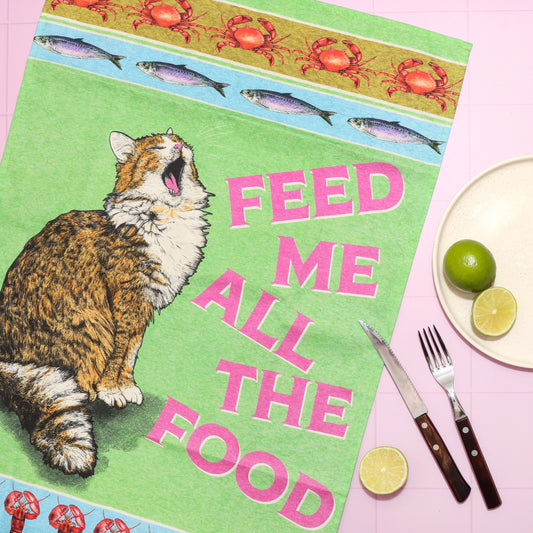 Feed The Cat Tea Towel
