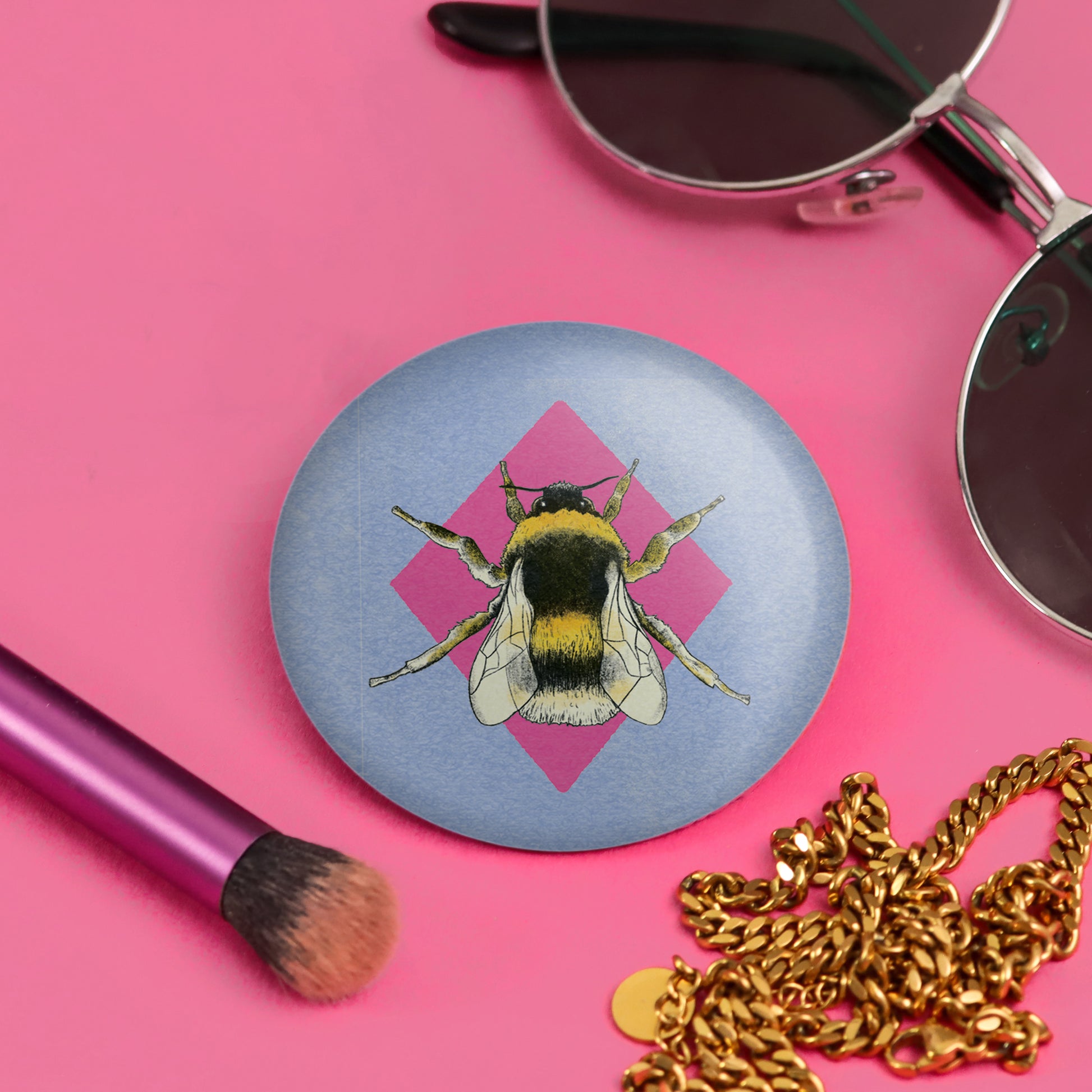 Bumble Bee Pocket Mirror by Fawn & Thistle | Compact Mirror | Make Up Mirror