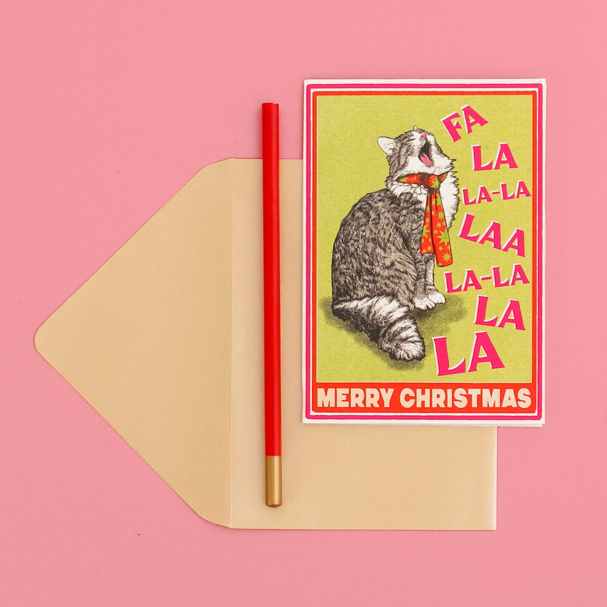 Singing Cat Merry Christmas Card by Fawn & Thistle