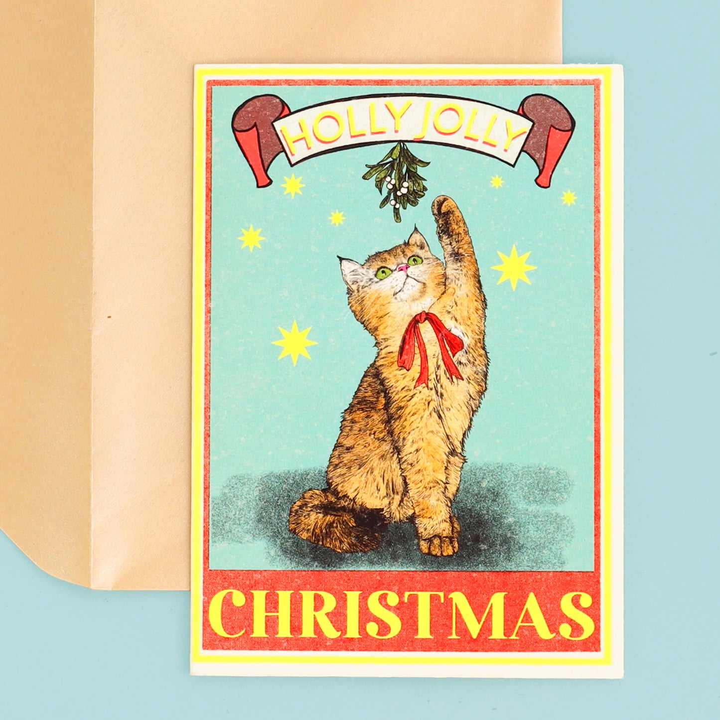 Holly Jolly Cat Christmas Card