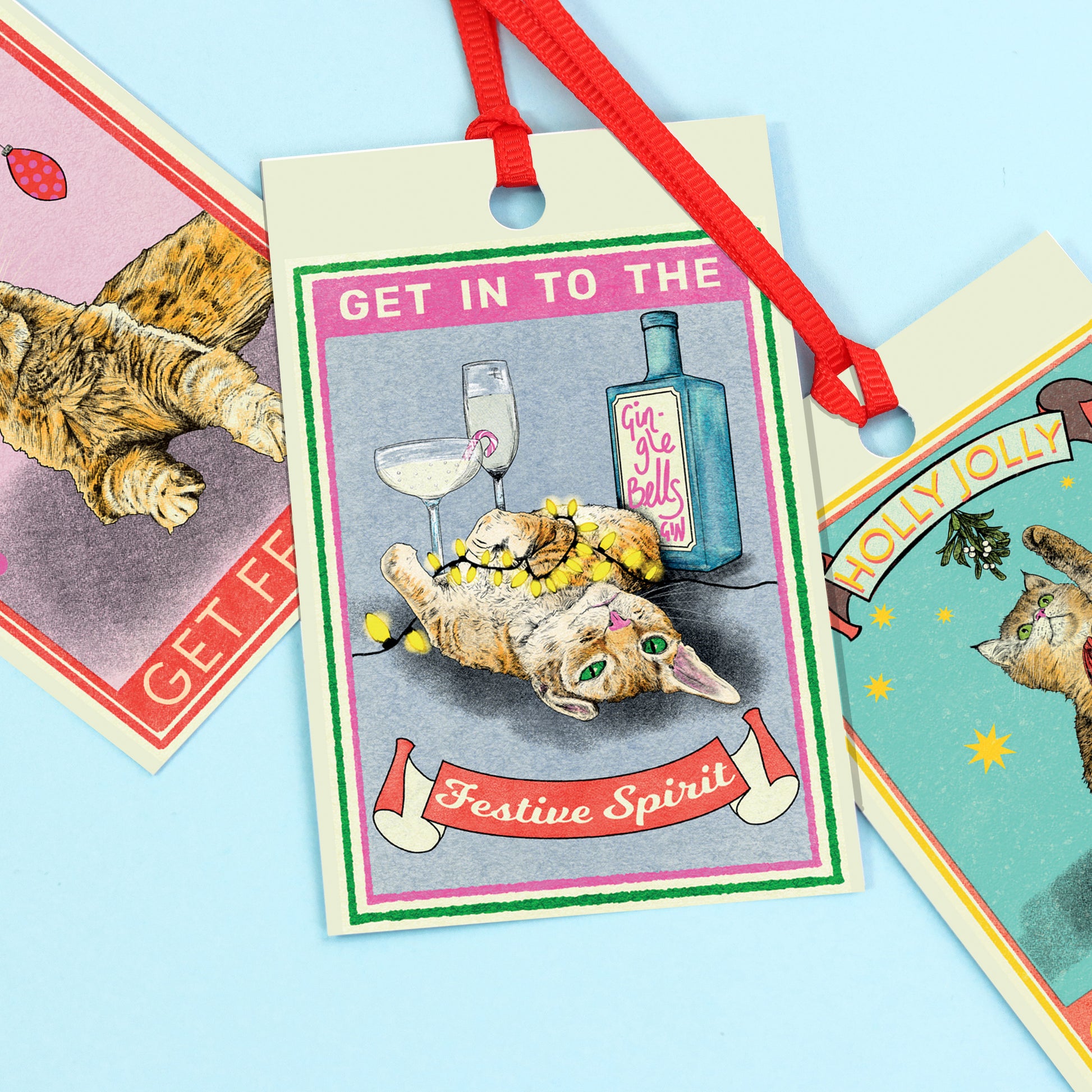 Feline Festive Gift Tag Pack of 8 | Cat Gift Tags | Cat Gift Wrap | Christmas Gift Tags