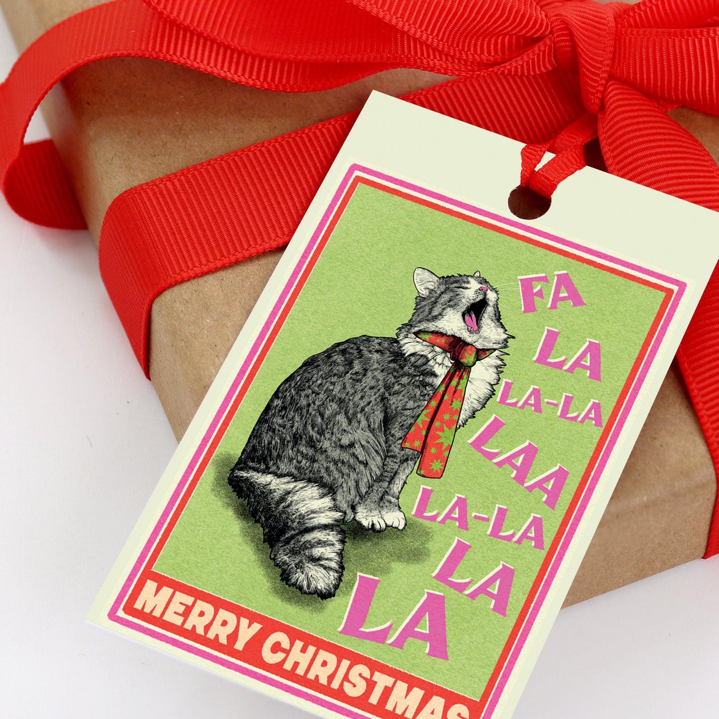 Feline Festive Gift Tag Pack of 8 | Cat Gift Tags | Cat Gift Wrap | Christmas Gift Tags