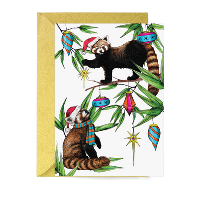 'Festive Fiesta' Red Pandas Christmas Card - Fawn and Thistle - 