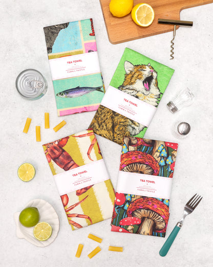 Feed The Cat Tea Towel