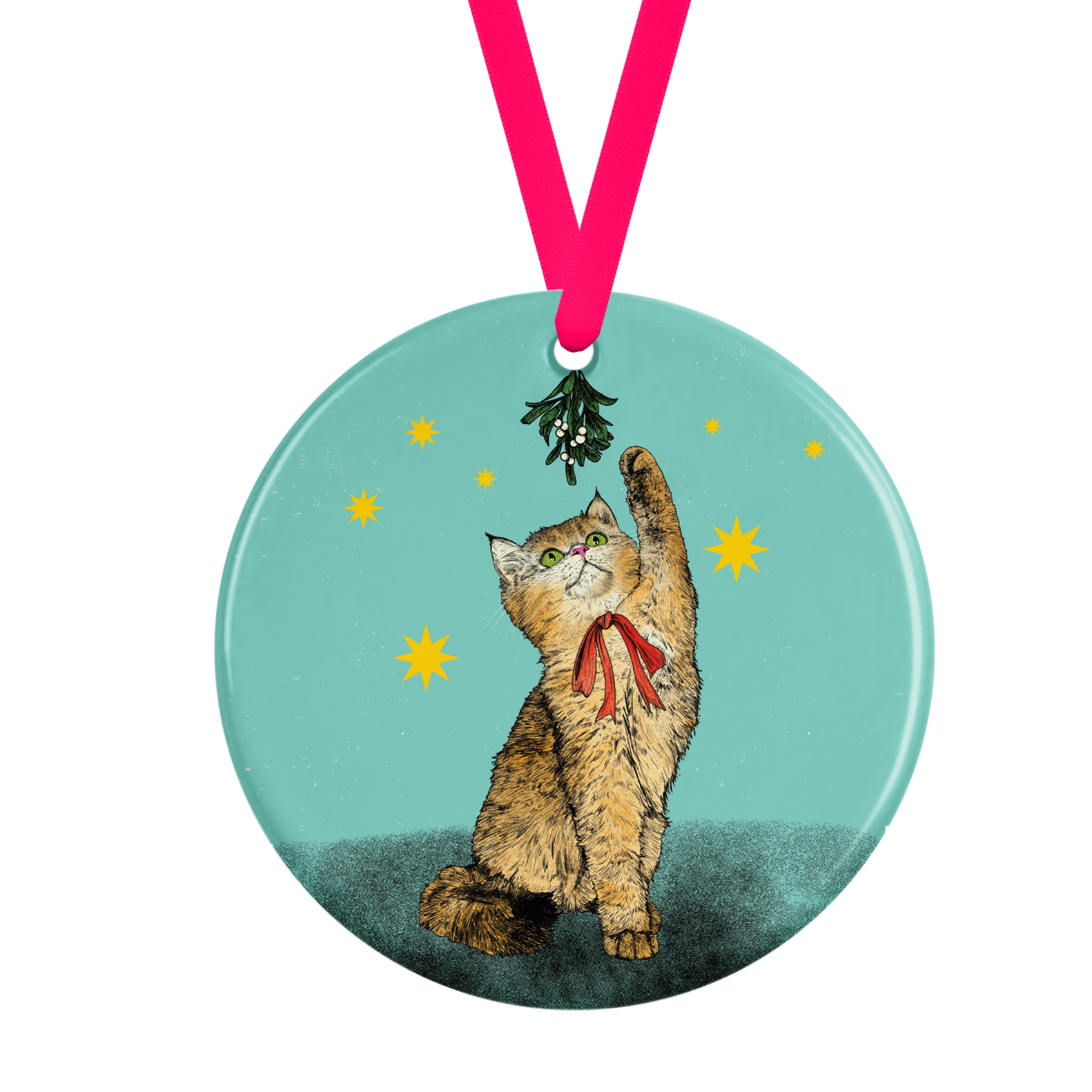 Holly Jolly Christmas Cat Ceramic Christmas Tree Decoration by Fawn & Thistle