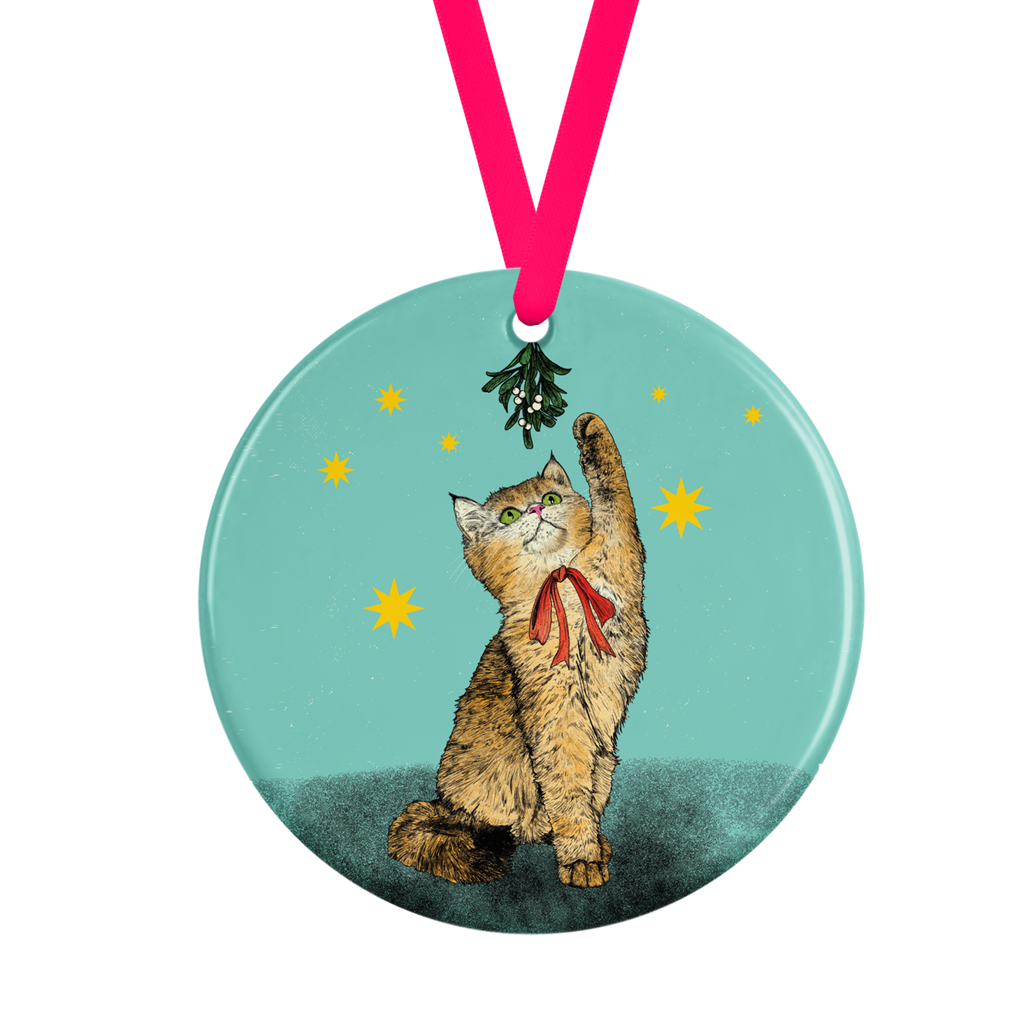 Holly Jolly Christmas Cat Ceramic Christmas Tree Decoration by Fawn & Thistle