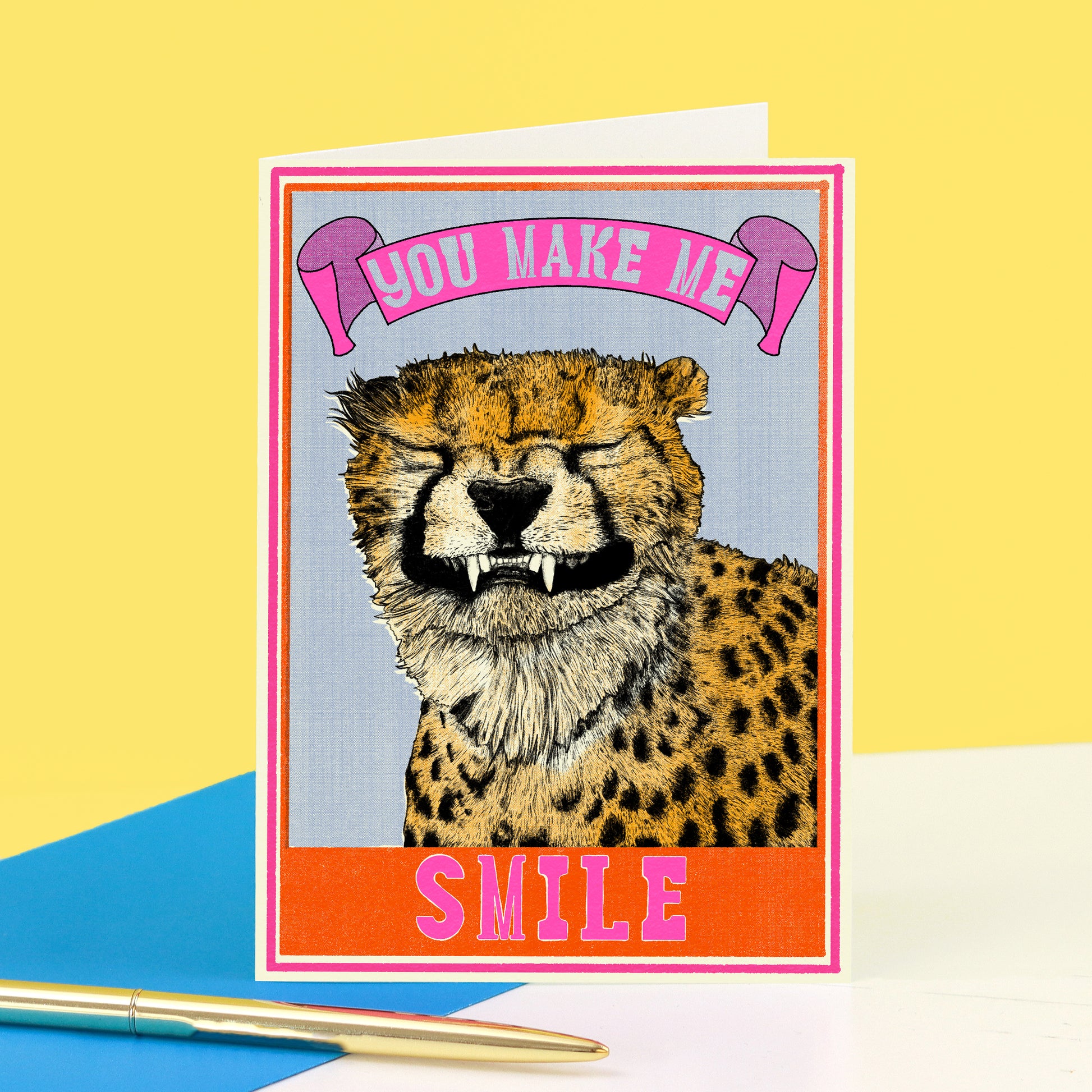 "You Make Me Smile" Cheetah Greetings Card