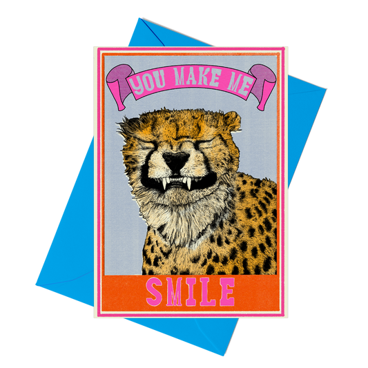 "You Make Me Smile" Cheetah Anniversary Card