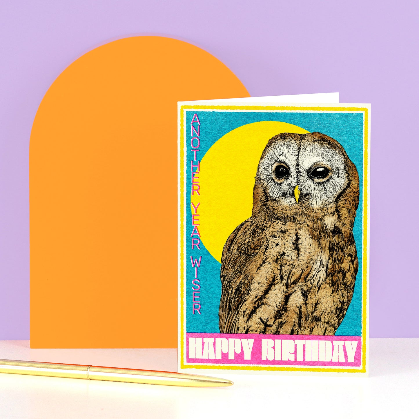illustrated owl birthday card by fawn and thistle