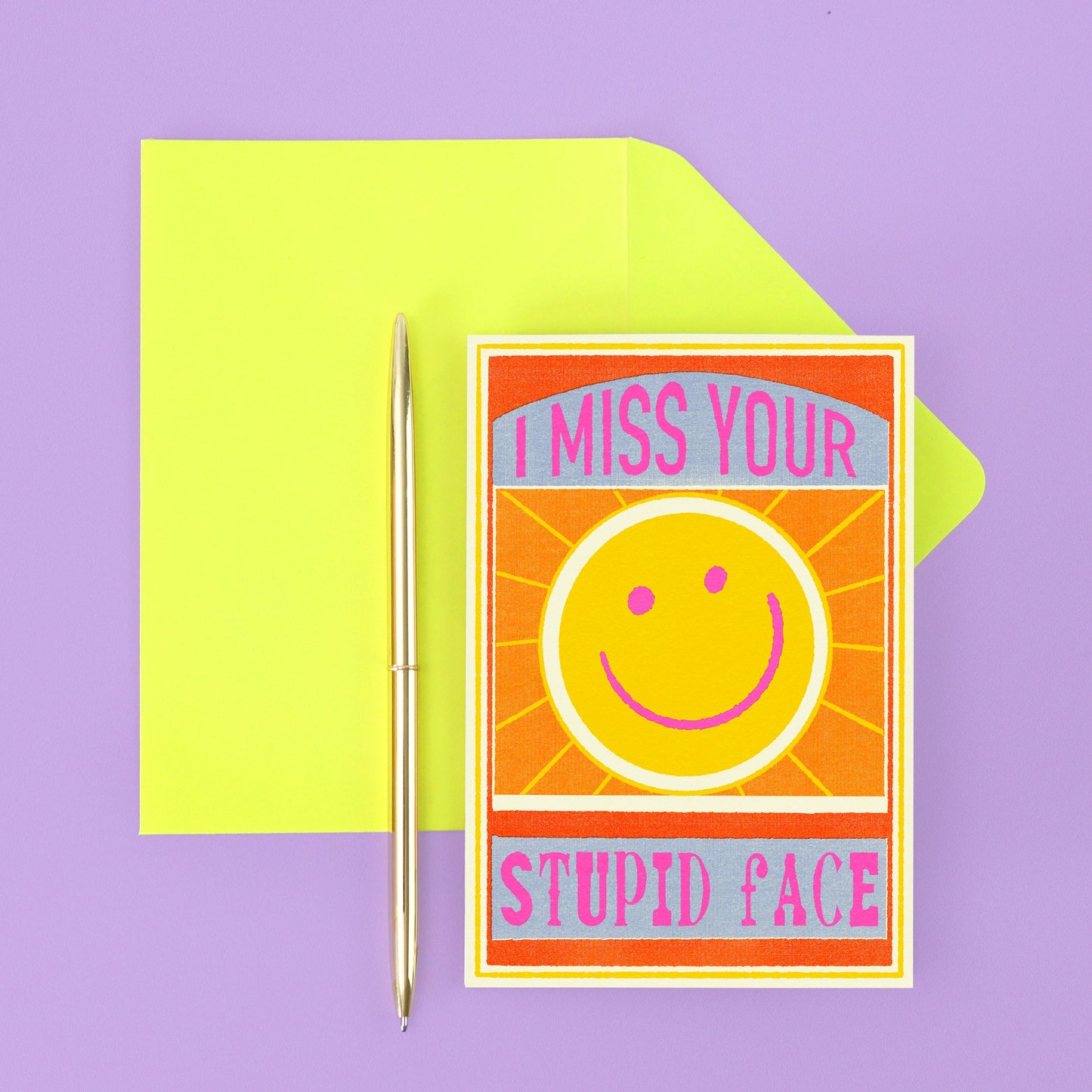 Miss Your Stupid Face Greeting Card by Fawn & Thistle