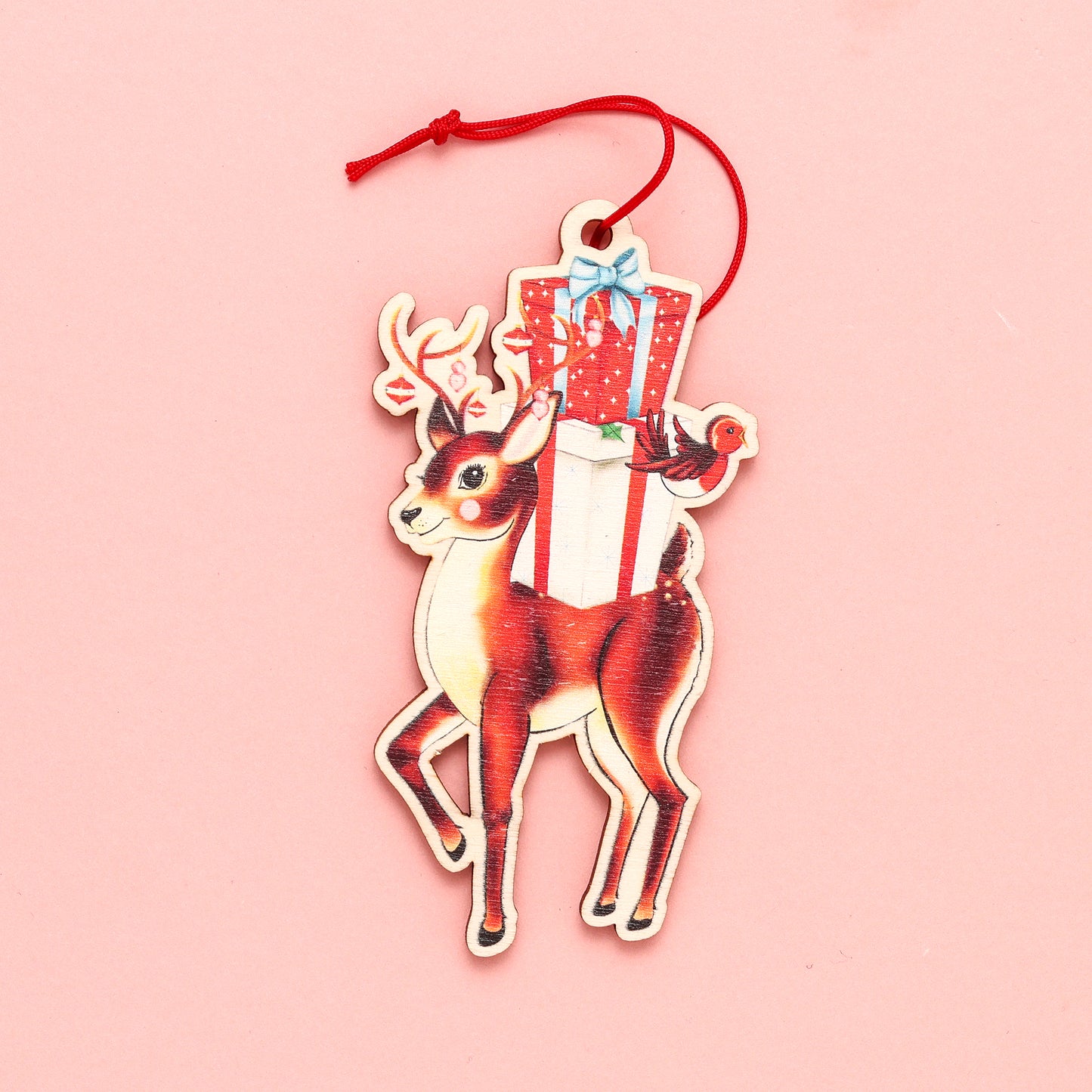 Retro Reindeer Wooden Christmas Decoration