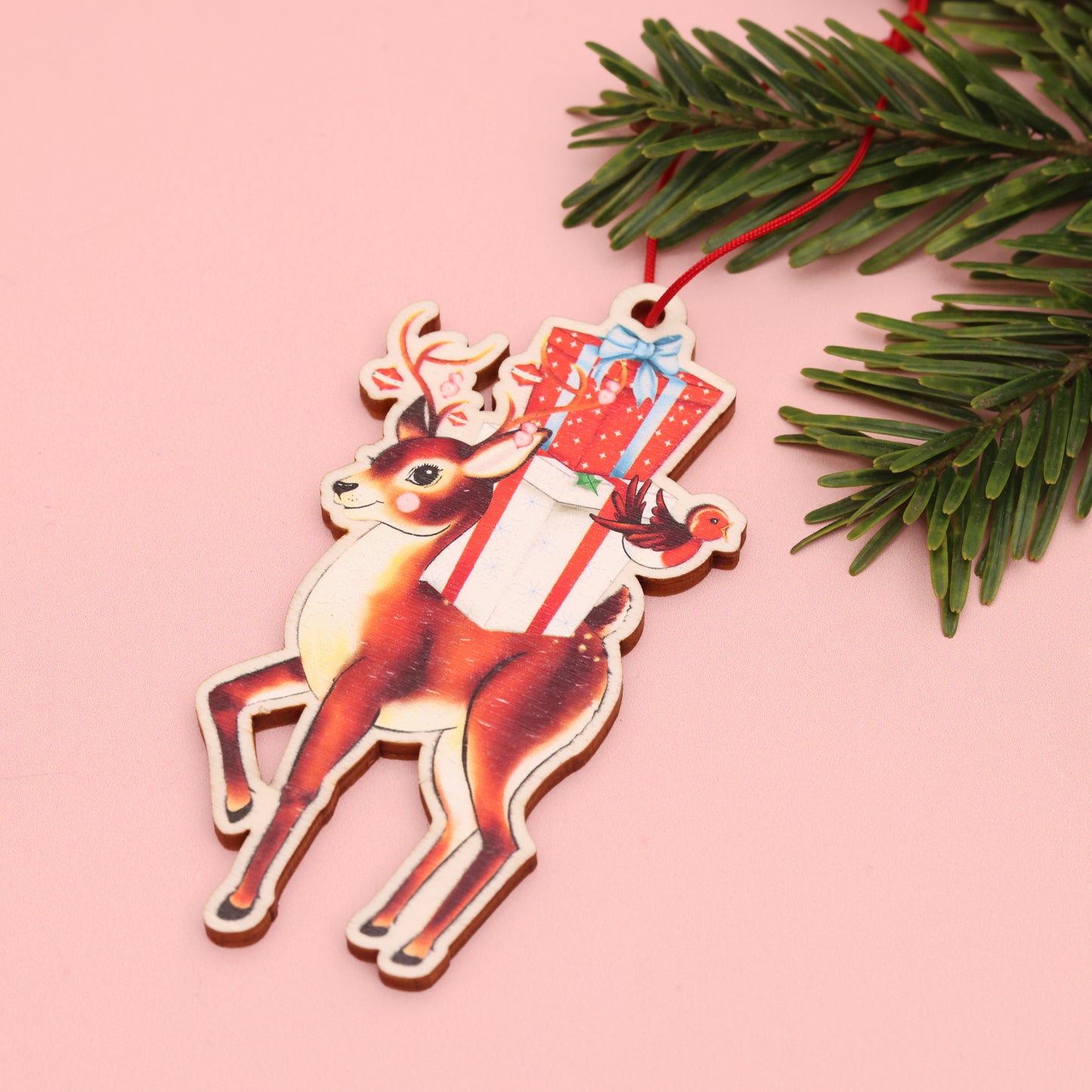 Retro Reindeer Wooden Christmas Decoration