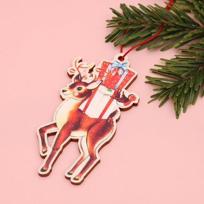 Retro Reindeer Wooden Christmas Decoration