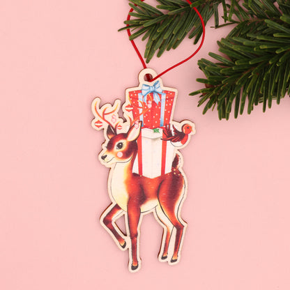 Retro Reindeer Wooden Christmas Decoration