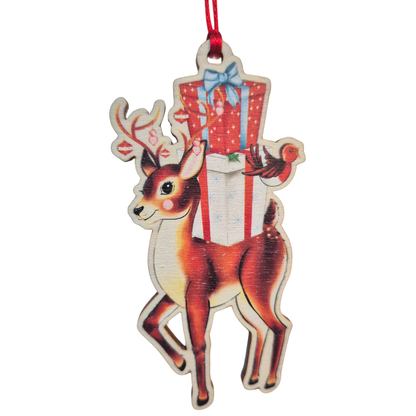 Retro Reindeer Wooden Christmas Decoration