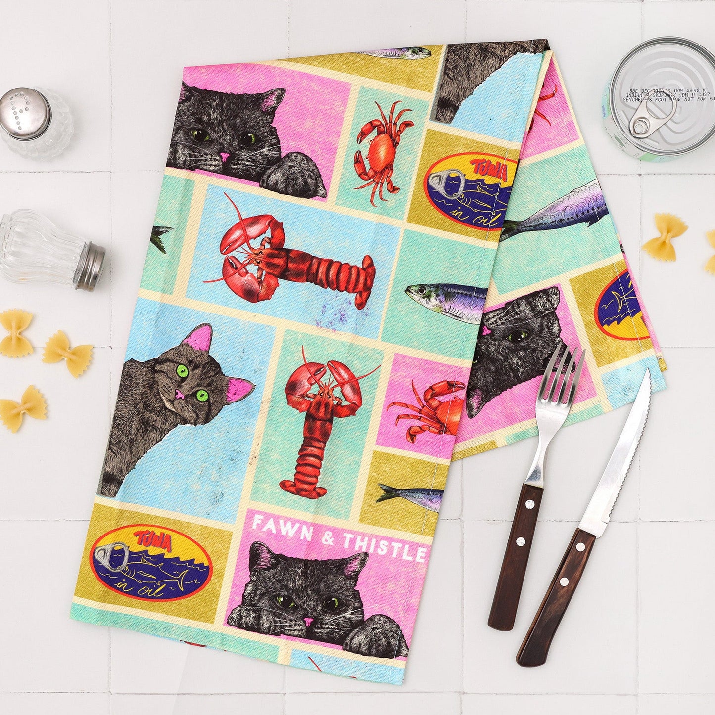 Cat's Kitchen Retro Tea Towel