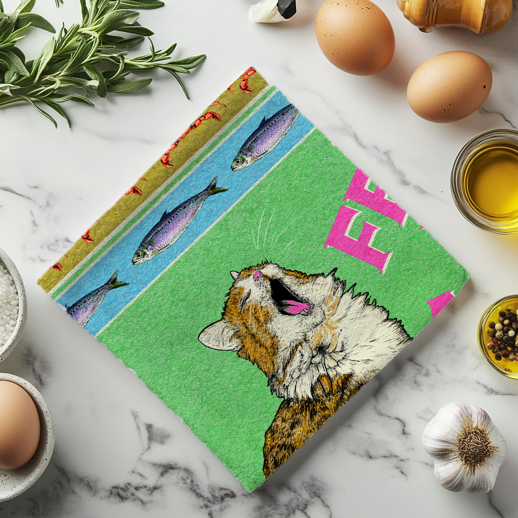 Feed The Cat Tea Towel