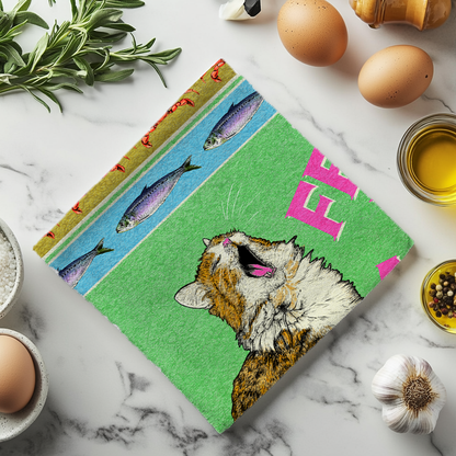 Feed The Cat Tea Towel