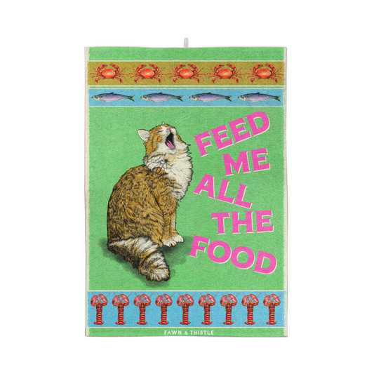 Feed The Cat Tea Towel