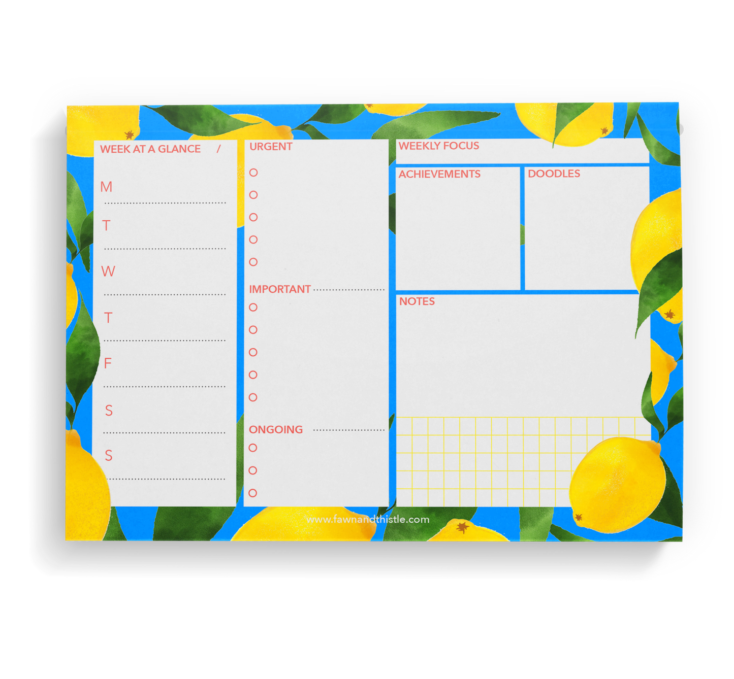 Lemon weekly desk pad planner by fawn and thistle