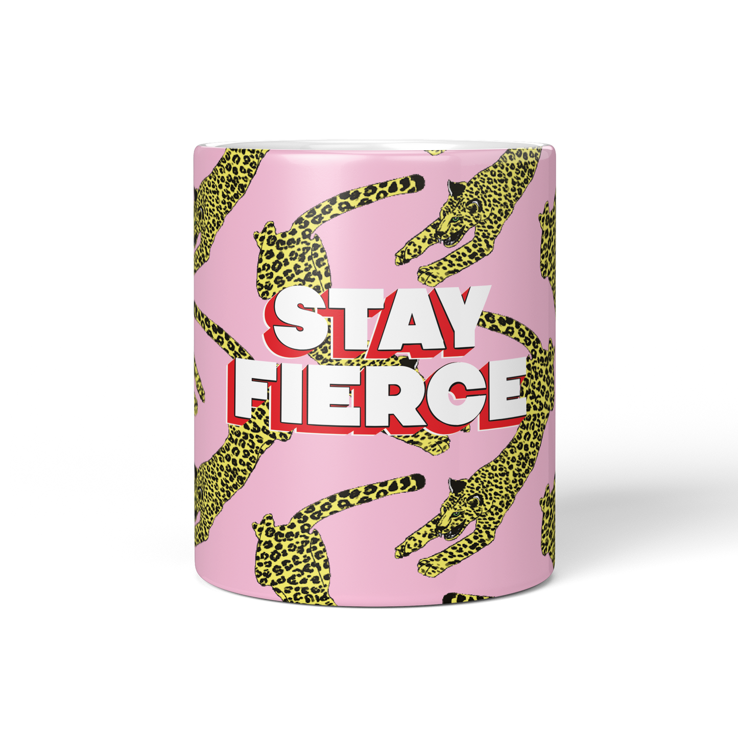 Stay Fierce Pink Leopard Coffee Mug