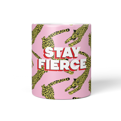 Stay Fierce Pink Leopard Coffee Mug