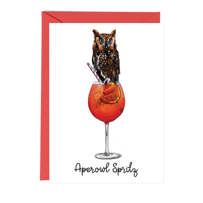 Aperol Spritz & Owl birthday card