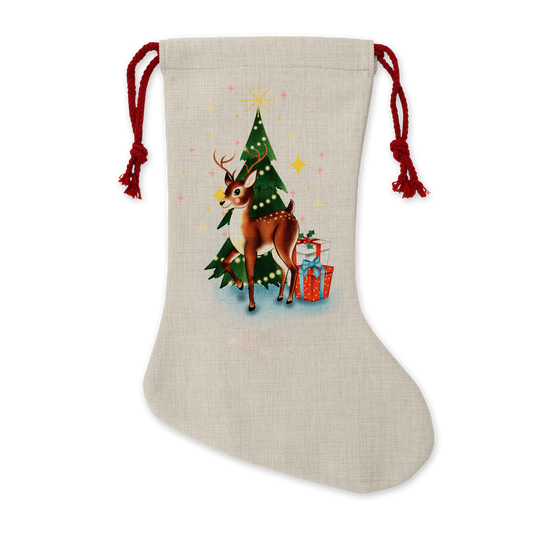 Kitsch retro reindeer christmas stocking