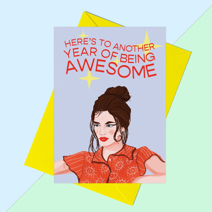 Another Year Being Awesome Birthday Girl Greeting Card - Fawn and Thistle