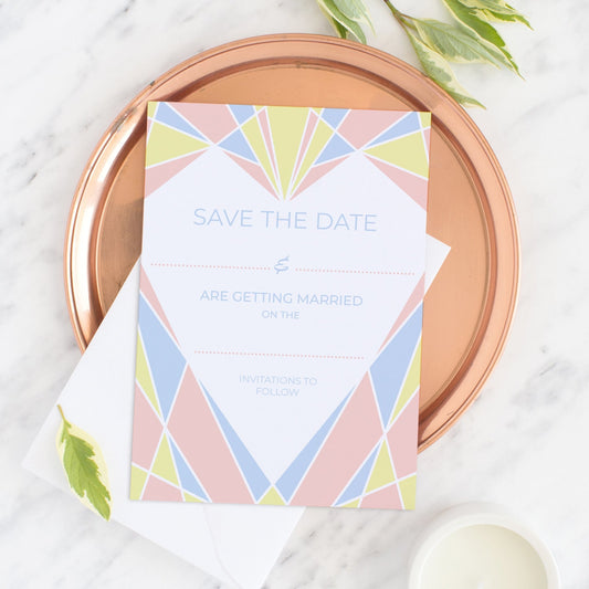 Art Deco Heart Save the Date - Fawn and Thistle
