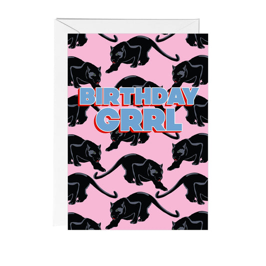 Birthday Grrl Panther Greeting Card - Fawn and Thistle