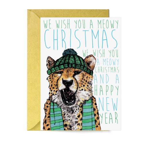 Caroling Cats Cheetah Christmas Card - Fawn and Thistle
