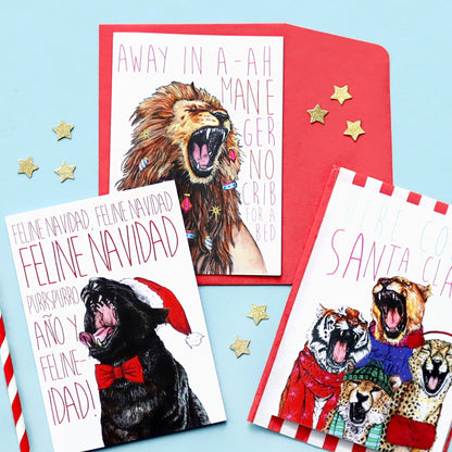 Caroling Cats Lion Christmas Card - Fawn and Thistle