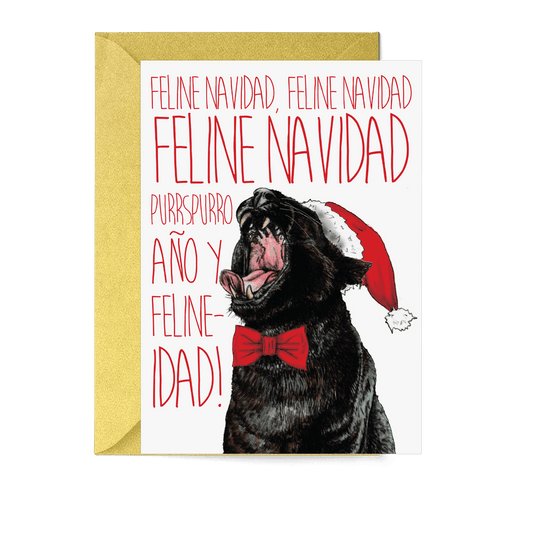 Caroling Cats Panther Christmas Card - Fawn and Thistle