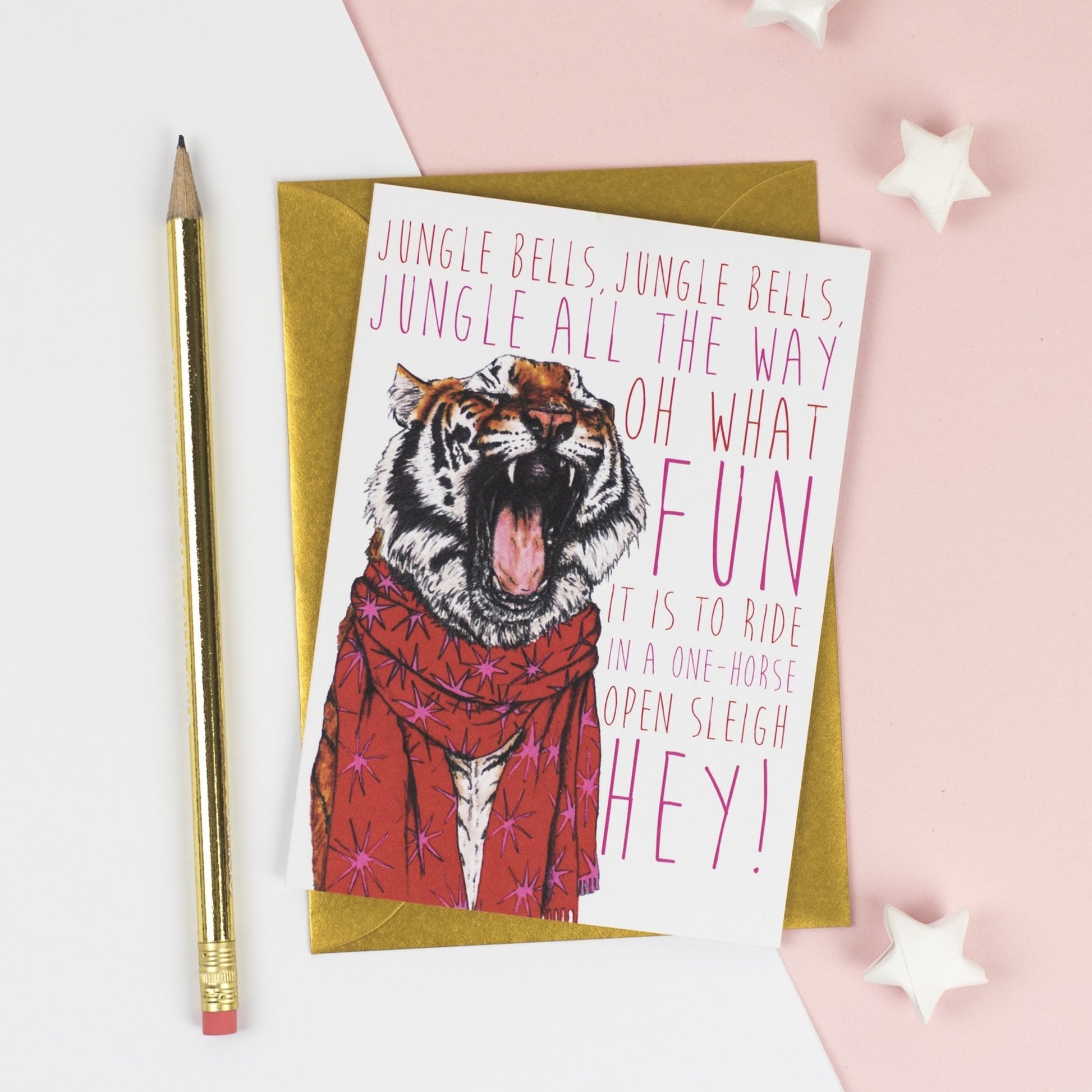 Caroling Cats Tiger Christmas Card - Fawn and Thistle