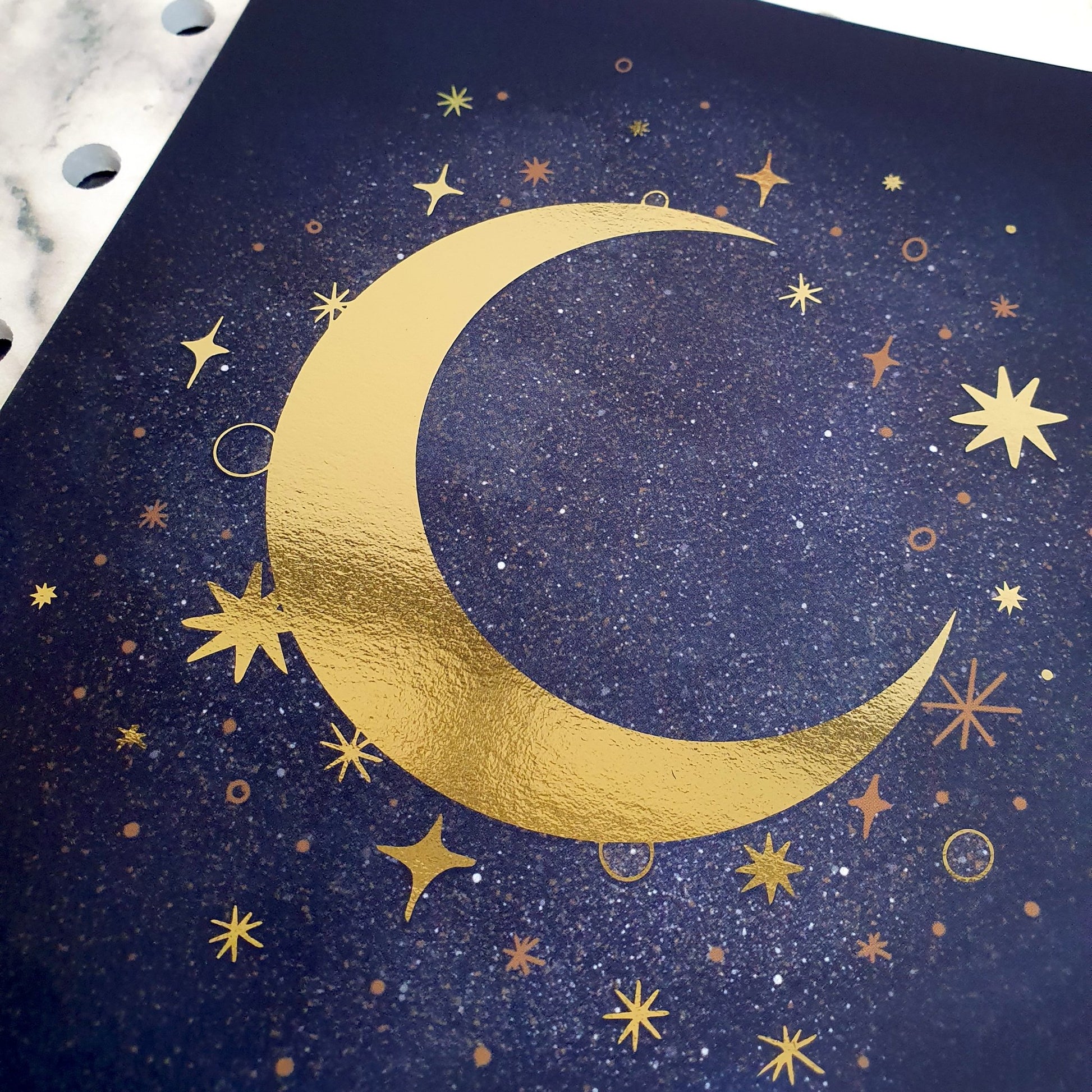 Celestial Moon and Star Foiled A5 Mini Art Print - Fawn and Thistle