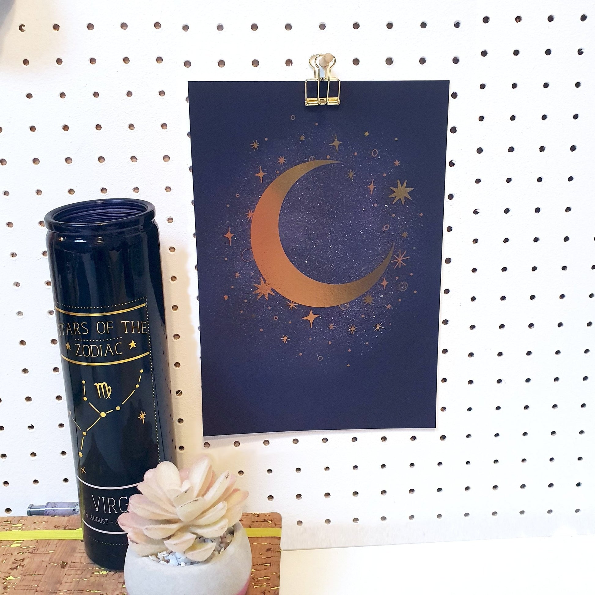 Celestial Moon and Star Foiled A5 Mini Art Print - Fawn and Thistle