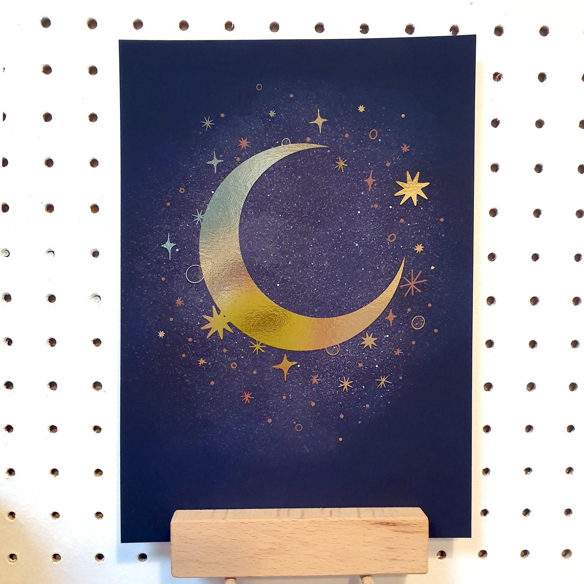 Celestial Moon and Star Foiled A5 Mini Art Print - Fawn and Thistle