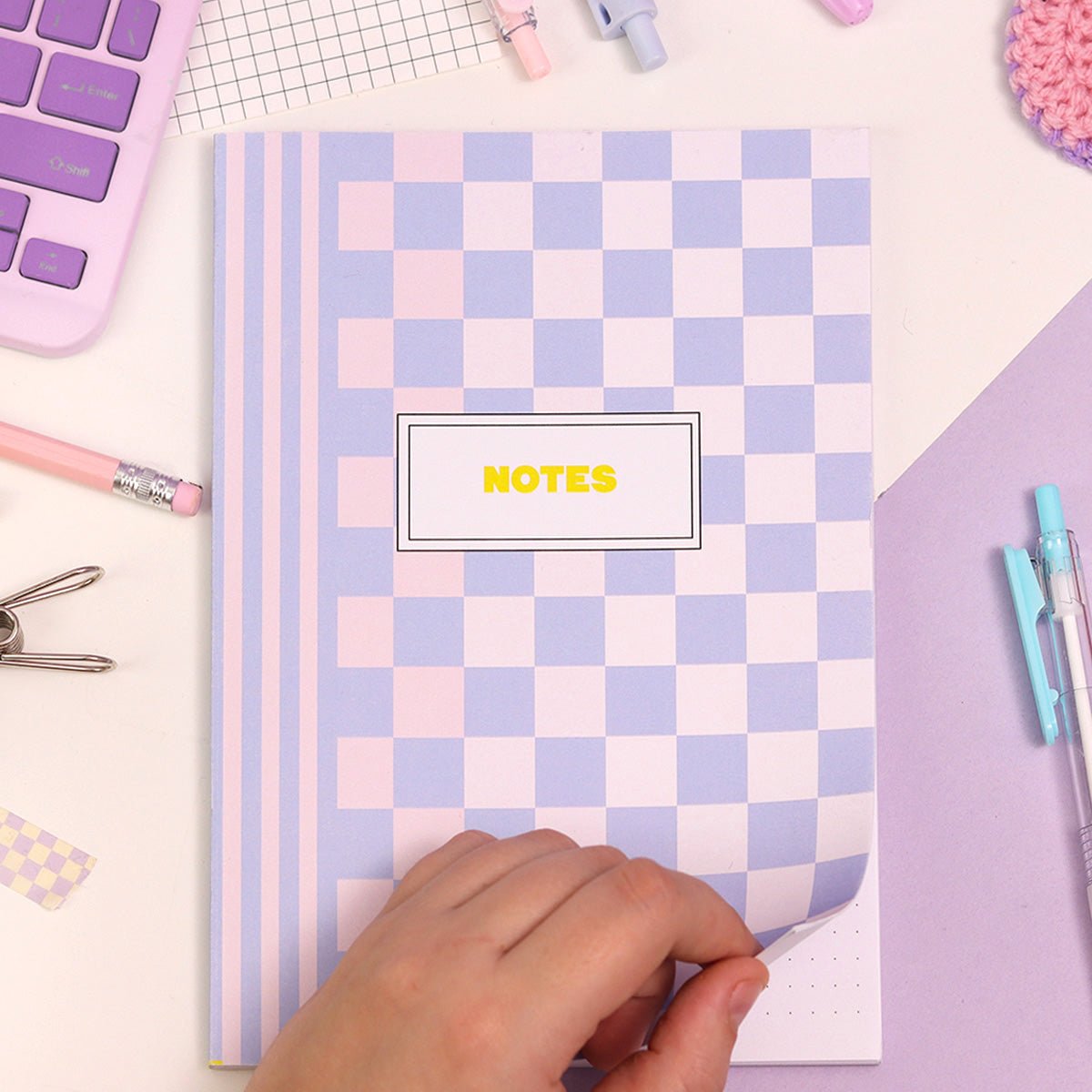 Checkerboard Bullet Grid Notebook - Fawn and Thistle