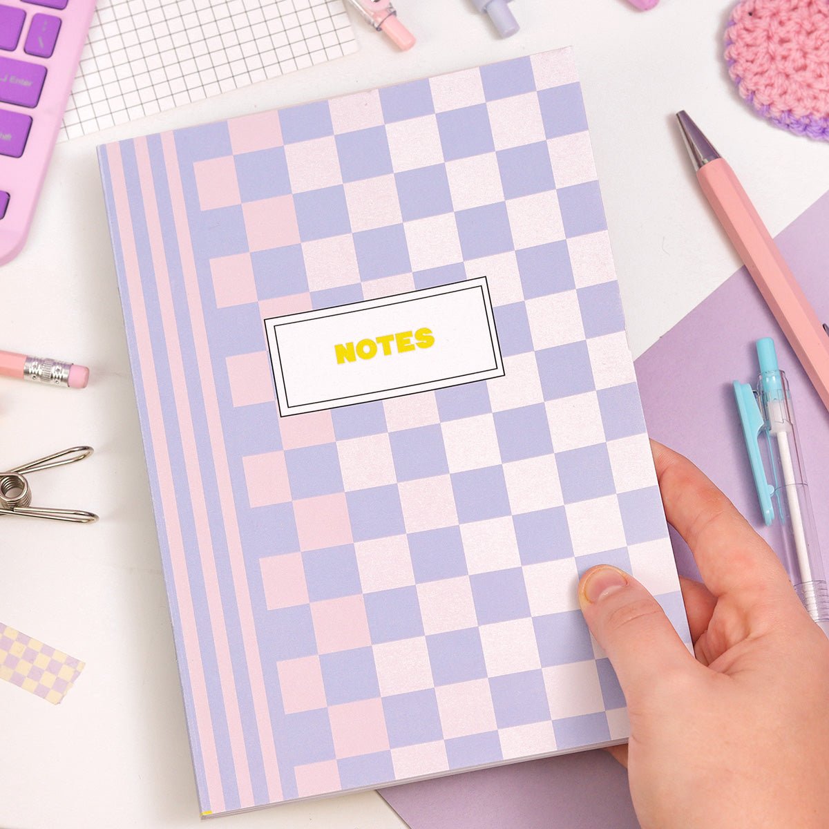 Checkerboard Bullet Grid Notebook - Fawn and Thistle