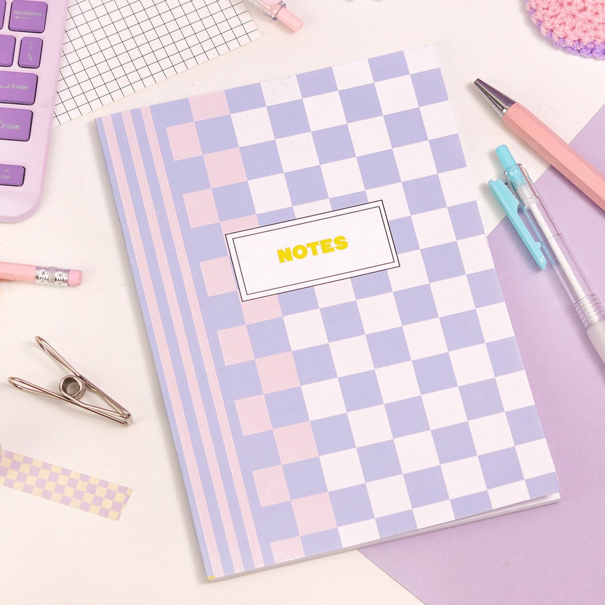 Checkerboard Bullet Grid Notebook - Fawn and Thistle