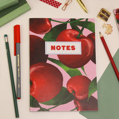 Cherries Bullet Grid Notebook A5 - Fawn and Thistle