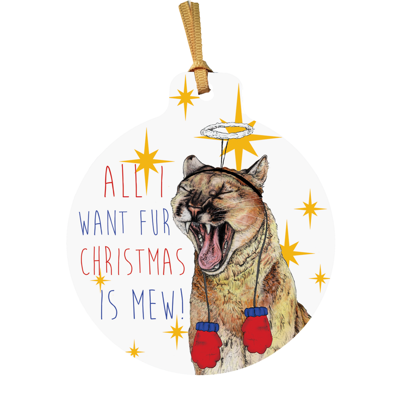 Cougar 'All I Want Fur Christmas' Christmas Tree Decoration - Fawn and Thistle