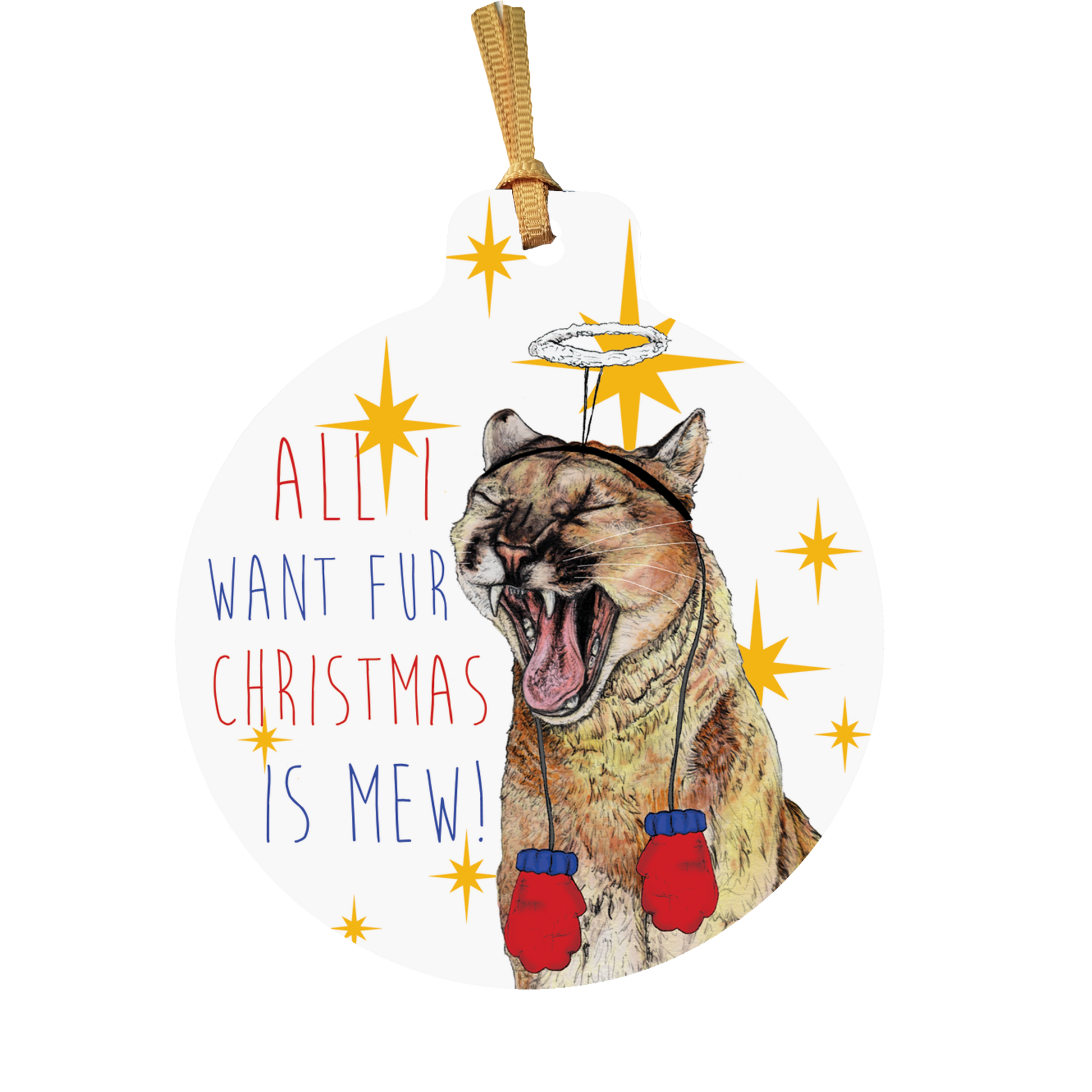 Cougar 'All I Want Fur Christmas' Christmas Tree Decoration - Fawn and Thistle