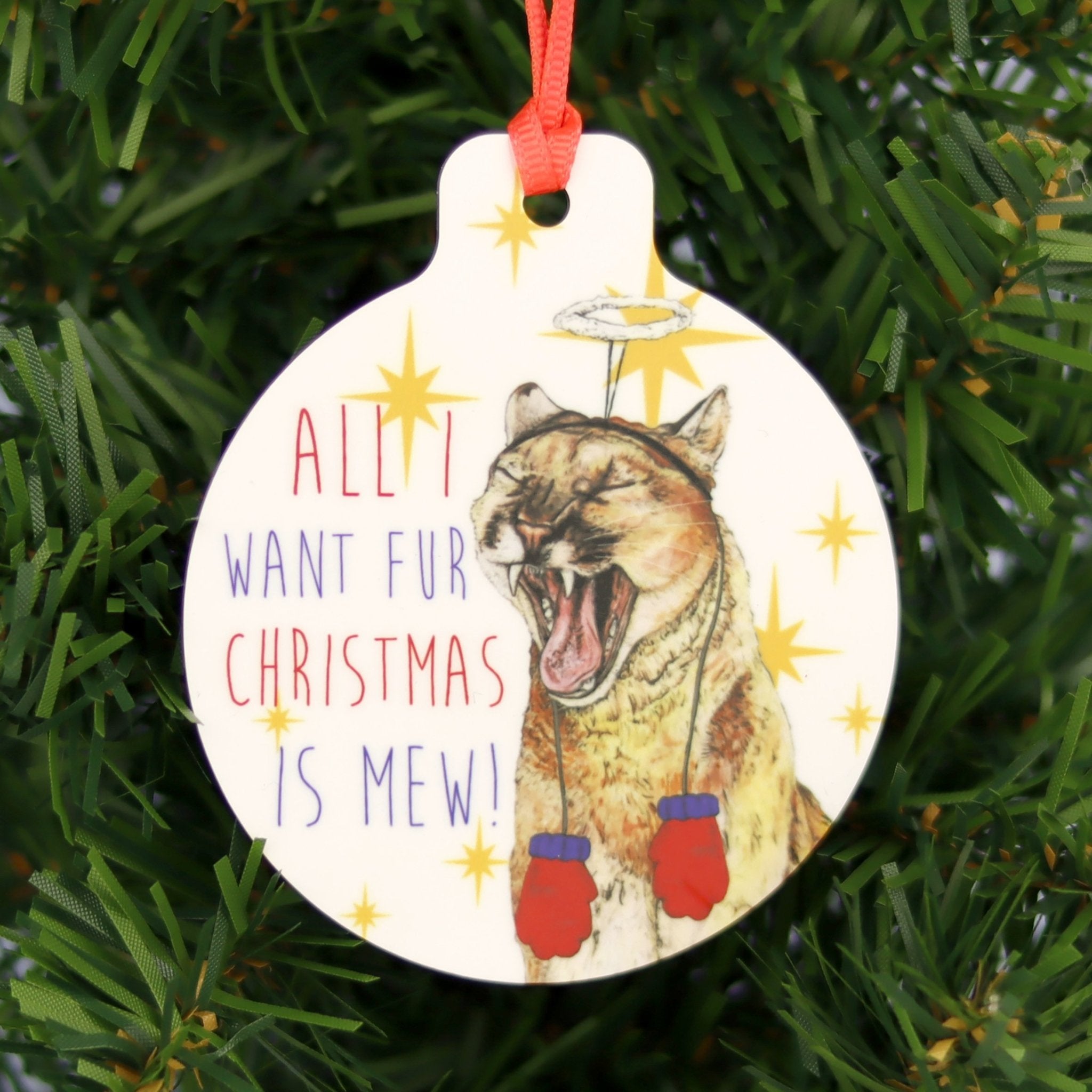 Cougar 'All I Want Fur Christmas' Tree Decoration | Fawn & Thistle ...
