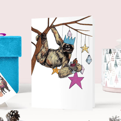 Festive Fiesta Sloth Christmas Card - Fawn and Thistle