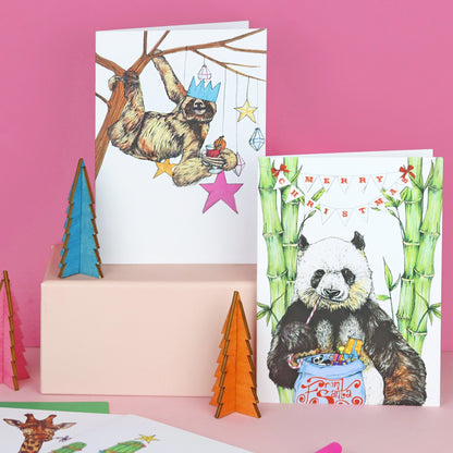 Festive Fiesta Sloth Christmas Card - Fawn and Thistle