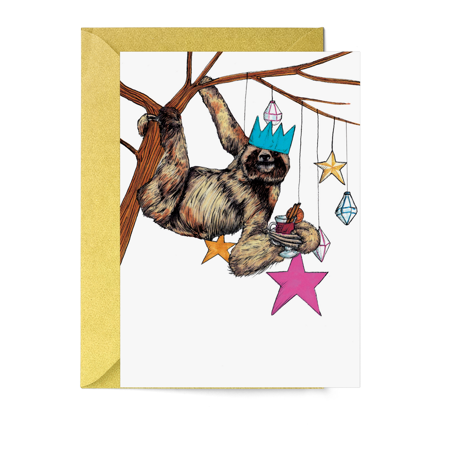 Festive Fiesta Sloth Christmas Card - Fawn and Thistle